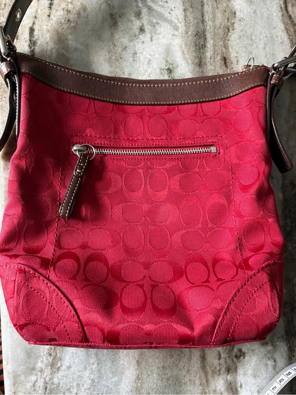 Vintage Coach Legacy Slim Duffle (Style F12882) in Red Signature C Jacquard - Picture 6 of 7